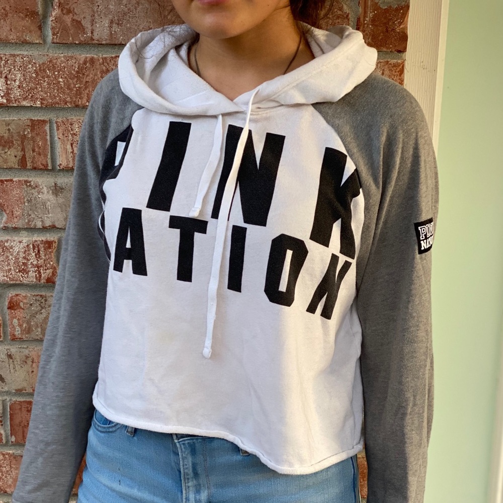 PINK gray/white hoodie